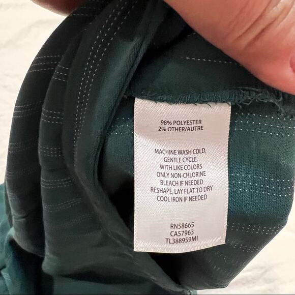 Leith Wide Leg Pinstripe Work Pants High Rise Green size XL - Picture 12 of 12